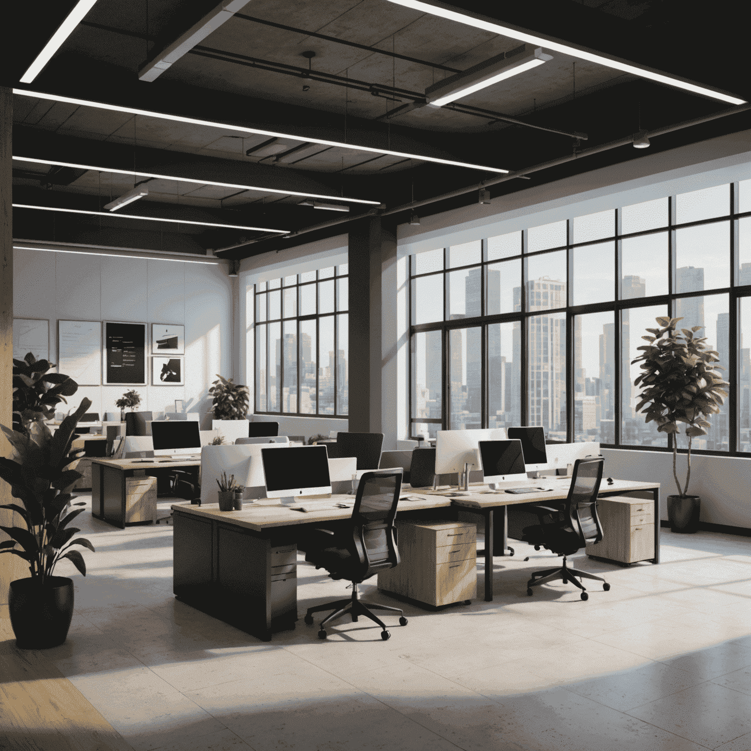 Animated walkthrough of a modern office space, showcasing dynamic camera movements and lighting changes to demonstrate the full potential of 3D architectural animations